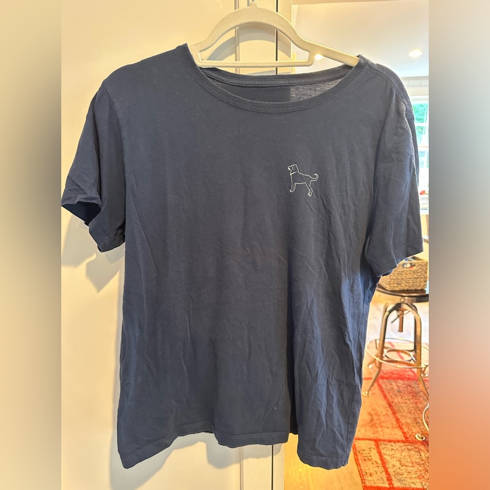 Girls black dog tee navy